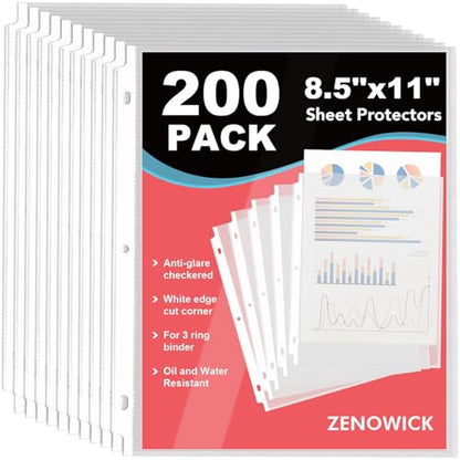 200 Pack Sheet Protectors 8.5 x 11 inch Clear Page Protectors for 3 Ring Binder, Plastic Sleeves for Papers, Document - size: 200Pack