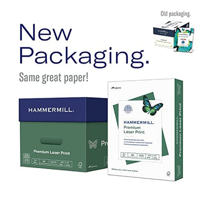 Hammermill Printer Paper, Premium Laser Print 24 lb, 8.5 x 11-10 Ream (5000 Sheets) - 98 Bright, Made in the USA, 104604C - size: 10 Ream | 5000 Sheets, style: Letter (8.5x11)
