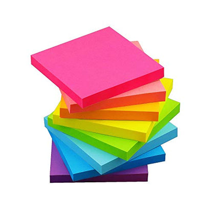 (16 Pads) 8 Pads 3x3 Sticky Notes and 8 Pads 1.5x2 Sticky Notes 8 Bright Multi Colors Self-Stick Notes 90 Sheet/Pad