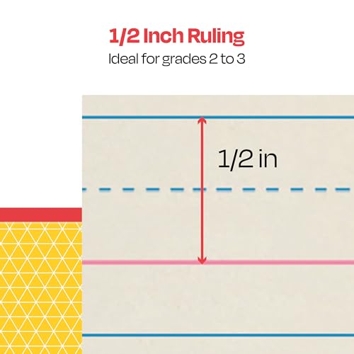School Smart Zaner-Bloser Writing Paper, Handwriting Practice Lined Paper, Grade 3 Learning, 1/2 Inch Rule, 8 x 10-1/2 Inches, 500 Sheets - size: 8" x 10.5", style: 1/2 Inch Ruled