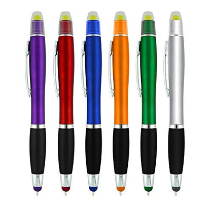SyPen Bible Highlighter with Pen and Stylus for Touchscreens, 3 in 1 Combo, All Yellow Highlighters, All Black Ballpoint Ink, Wax Gel Highlighters, Multi-Color Barrels, Pack of 12 - size: 1 Count (Pack of 12)