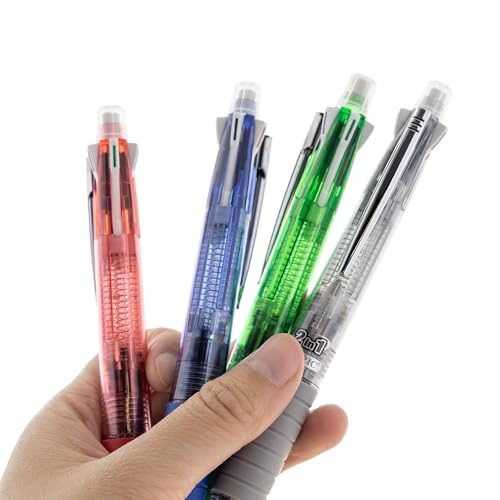 BAZIC PRODUCTS 2-in-1 Mechanical Pencil & 4-Color Pen, Bold, 4-Set | barrel: 4-color ballpoint pen plus 0.7 mm mechanical pencil, 1.0 mm bold ink, cushion grip, refillable