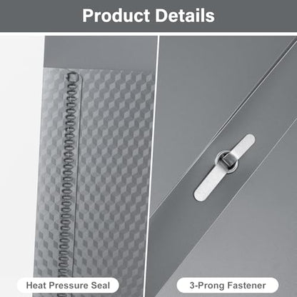 12-Pack Plastic Pockets with Prongs, 2-Pocket Folders with 3 Fasteners, Holds 8.5" x 11" Paper, Silvery - color: Silver, size: 12-Pack