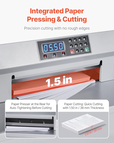 VEVOR Electric Paper Cutter, 300W Heavy Duty Paper Cutter Machine 11.8 in / 330 mm Cutting Width, 1.5 in / 38 mm Cutting Thickness, Electric Guillotine Trimmer with Casters & Infrared Function - style: Paper Cutter Machine