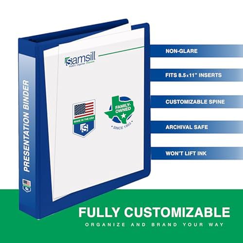 Samsill 1.5 Inch Document Storage Binder, 100% Recycled Chipboard, Round Ring, 3 Ring Binder, 12 Pack, Navy - color: Navy, size: 1.5 Inch, style: 12-Pack