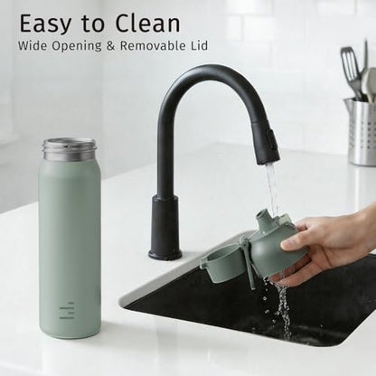 24oz Insulated Water Bottle, 316L Stainless Steel Double Wall Vacuum Bottle, Keeps Drinks Cold or Warm, Leakproof One-Handed Flip Lid for Gym, Office, Travel & Daily Use (1 Pack) - color: Teal
