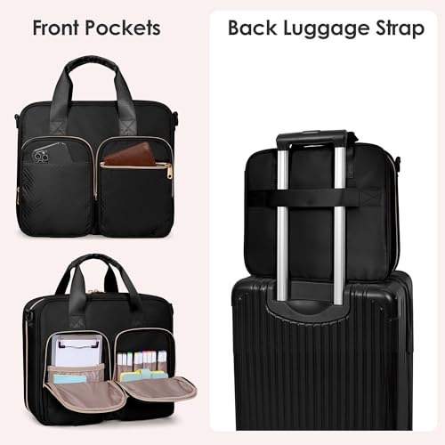 3 Ring Zipper Binder, 2 Inch Ring Binder Organizer Bag with Strap | Binder Bag Fits 13" Laptop & 500 Sheets, Detachable Shoulder Strap, Large Capacity Zip Up Portfolio Folder Bag for Office - color: Black