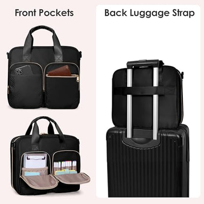 3 Ring Zipper Binder, 2 Inch Ring Binder Organizer Bag with Strap | Binder Bag Fits 13" Laptop & 500 Sheets, Detachable Shoulder Strap, Large Capacity Zip Up Portfolio Folder Bag for Office - color: Black