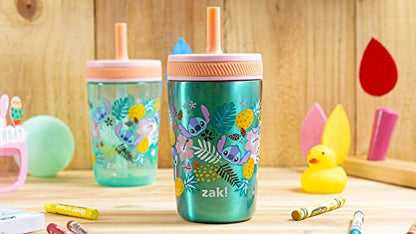 Zak Designs Disney Lilo and Stitch Kelso Tumbler Set, Leak-Proof Screw-On Lid with Straw, Bundle for Kids Includes Plastic and Stainless Steel Cups with Bonus Sipper (3pc Set, Non-BPA, Stitch) - color: Lilo and Stitch, size: 3 Piece Set (Pack of 1)