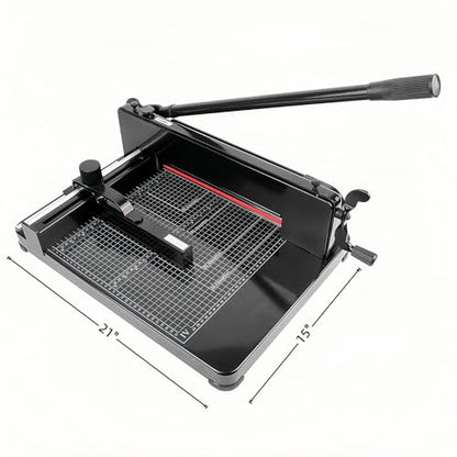 ISDIR Heavy Duty Guillotine Paper Cutter, 12” A4 Stack Paper Trimmer, Cuts Up to 400 Sheets, All-Steel Base with Safety Lock, Professional Paper Cutter for Office, School & Print Shop - color: 21"black