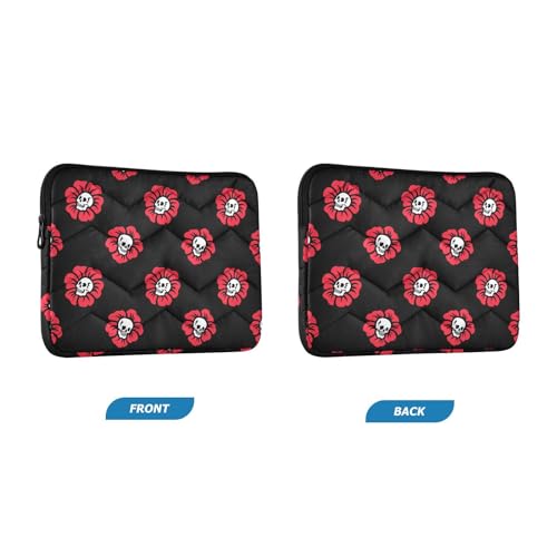 Cute Laptop Sleeve 13 inch Gothic Skulls Flowers Laptop Bag 14 inch Waterproof Computer Bag for Women Laptop Accessories Computer Cover Bag for Tablet Men, A06D24018 - color: Gothic Skulls Flowers