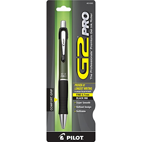 PILOT G2 Pro Refillable & Retractable Rolling Ball Gel Pen, Fine Point, Barrel Colors Vary, Black Ink, Single Pen (31095) - color: Barrel Color May Vary