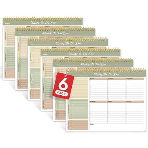 Weekly To Do List Notepad with 52 Undated Sheets（8.5"×11"）6 Pack - Undated Weekly Planner Notepad for Office Desk Accessories and Supplies - Forest Shades - color: b-Forest Shades, size: 6 Pack