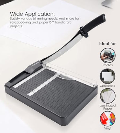 Paper Cutter,Paper Trimmer12" Cutting Length Heavy Duty Guillotine Paper Slicer with Safety Guard and Blade Lock,12 Sheets Capacity,Ideal for Offices,Homes,Printing Shops,Photo Studios - color: Grey