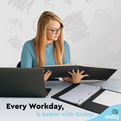 Enday 3 Ring Binder 1.5 Inch, Black Heavy Duty Three Ring Binder, 325 Sheets Capacity - 1.5 Inch Binder for Home School and Office - color: Black, size: 1.5-Inch