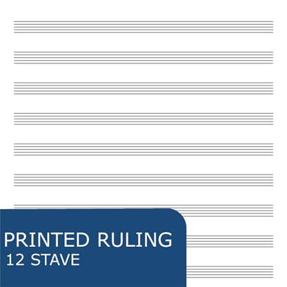 Roaring Spring Music Wire Bound Notebook, 12 Staves of Music Lines, 11" x 8.5", 32 Sheets Heavyweight Smooth White Paper (Pack of 1)