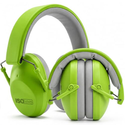ISOtunes JUNIOR DEFENDER Noise Cancelling Headphones for Kids, 20 dB Kids Ear Protection Ear Muffs for Noise Reduction - color: Kids Green