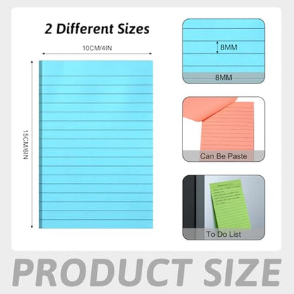 18 Pack Lined Sticky Notes 4x6 in Self-Stick Note Pads with Lines 9 Bright Colors Super Sticking Power Memo Pads Big Rectangular Notes Pad Its for Office, School, Meeting - size: 18pcs 4x6"