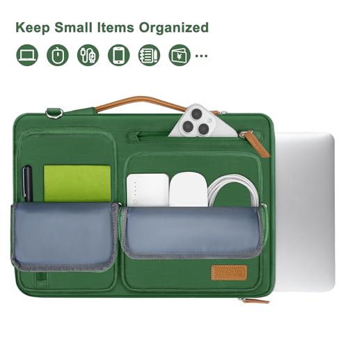 MOSISO 360 Protective Laptop Shoulder Bag,15-15.6 inch Computer Bags Compatible with MacBook Pro 16 inch, HP, Dell, Lenovo, Asus Notebook,Side Open Messenger Bag with 4 Zipper Pockets, Jungle Green - color: Jungle Green, size: 16 inch