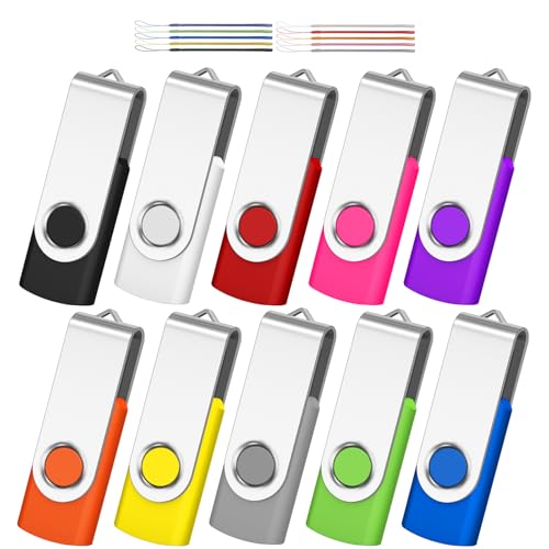 128MB USB Flash Drive 10 Pack, AreTop Premium USB 2.0 Swivel Memory Stick | [ NOT 128GB ] Thumb Drive Bulk Jump Drives Multipack USB Drive Pack for Data Storage (10PCS 128MB, Mix Colors) - size: 128MB, style: 10P-Mixcolor