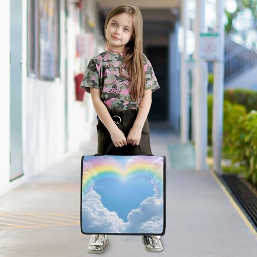 Rainbow Zipper Binder with Shoulder Strap & Handle for Easy Carry, 1.5 Inch 3-Ring Binder for School, Expansion Panel and Expanding File
