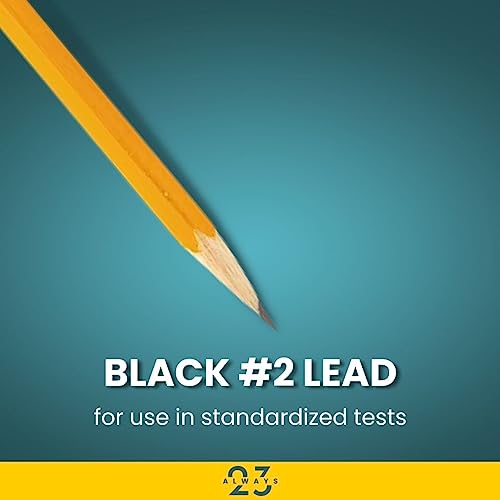 Always23 WoodCased Pencils, Yellow, Pre-sharpened, Pencils with Erasers, #2 HB 48 Pack