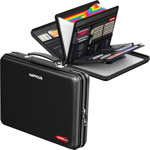 Fireproof Document Organizer, Fireproof Document Box | Portable Hard-Shell Fireproof Document Organizer Storage for Documents Laptop Passports Cards Black - color: Black, size: 15.5" x 11.5" x 2"
