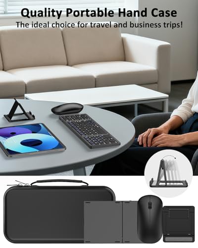 Foldable Keyboard and Mouse, Folding Wireless Keyboard Mouse Combo with Portable Case, Rechargeable 2.4G Wireless+Bluetooth Multi-Device Combo for Windows, iOS, Android, macOS PC/Laptop/Tablet