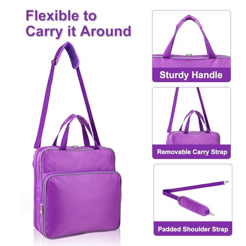 Edraco Zipper Binder, 2 Inch 3-Ring Binder with Zipper, Multi Pockets Organizer Binder, 500 Sheet Capacity, Comes with Shoulder Strap, Purple - color: Purple