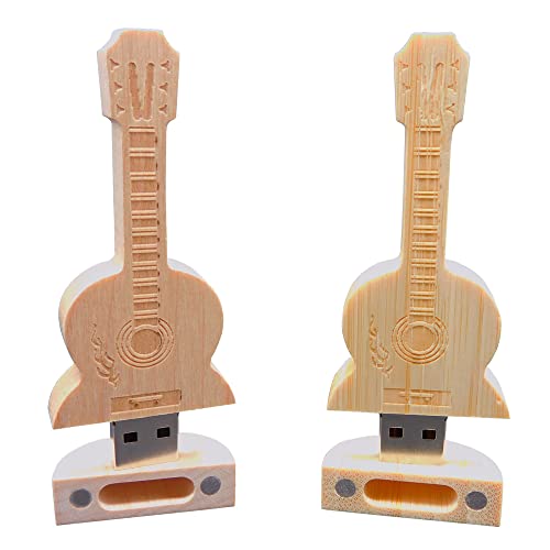 4GB USB Flash Drives Memory Sticks Thumb Drive for Gifts & Present (2Pack Maple & Bamboo Wood Guitar) - color: Maple & Bamboo Wood Guitar
