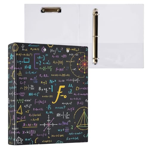 3 Ring Binder 1.5 Inch Ring Colorful Math Formulas Binder Organizer for Letter Size Paper Cute Decorative Hardcover Round Ring Binders for School Office and Home - color: Math Formulas
