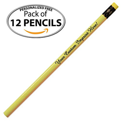 Express Pencils™ Personalized Pencils Round Neon Colors Custom Imprinted with your Name - Text - Logo - Message- 12 pkg - Customizable - Made in USA - Great Gift Idea (Neon Yellow) - color: Neon Yellow