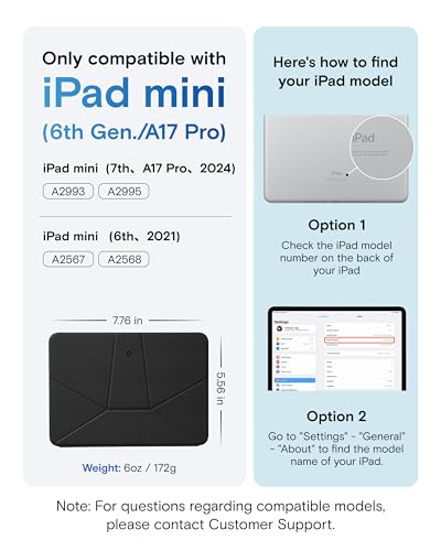 MOFT Dynamic Folio Case for iPad mini 7th A17 Pro 2024 & iPad mini 6th A15 2021, 8.3 Inch Slim Magnetic Stand Case with 20+ Viewing Angles, Auto Wake/Sleep, Ultra Thin, Jet Black - color: Jet Black, size: iPad mini (7th A17Pro 2024 /6th A15 2021)