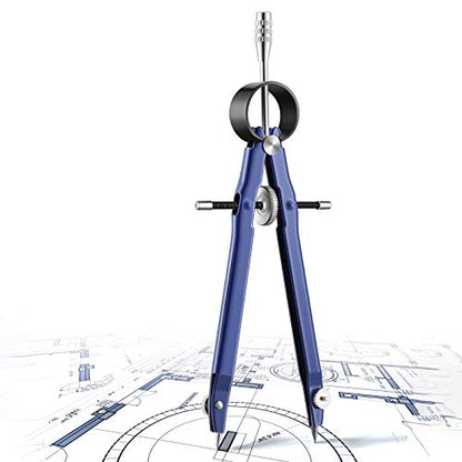 Zonon Professional Compass for Geometry, Metal Drawing Compass Drafting Tool Back to School Supplies with Extra Refills for Office Drafting Drawing Woodworking, Silver, Blue(20 Pieces)