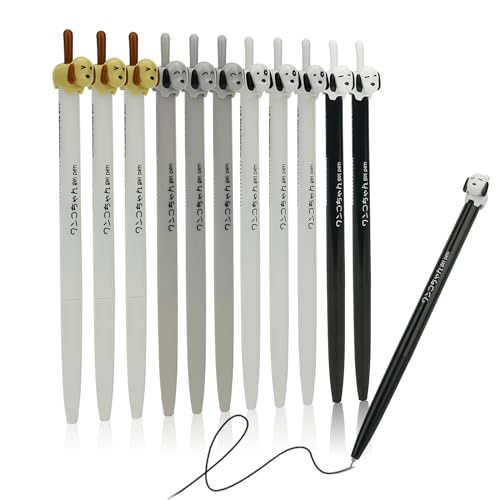 12-Pack Premium refillable&retractable cute dog gel pens,Fine Point 0.5mm black ink,12 pcs of fun pens - style: Dog pens 12-PACK
