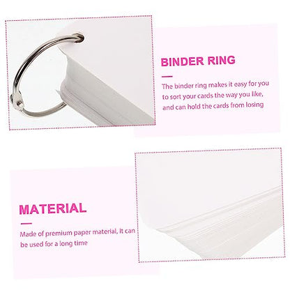 200pcs Blank Flash Cards Index Notecards Metal Binder Ring for Home School Classroom Boys and Girls - size: 9.8X9.8X0.01CM