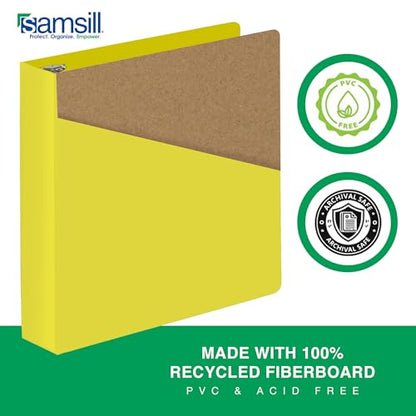 Samsill Durable 2 Inch Binder, D Ring Binder, Customizable Clear View Cover, Lemon Yellow, Holds 475 Pages - color: Yellow, size: 2 Inch