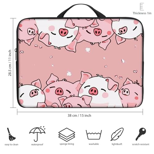 Laptop Sleeve Bag with Handle Computer Protective Soft Cover Case for 14 Inch 13 Inch Laptop,Cute Pink Pig - color: Cute Pink Pig