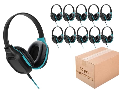 Gumdrop DropTech On-Ear Wired Headphones No Mic | 3.5 mm (40 Pack) - Long Tangle Free Chew-Proof Cord - Rugged Reliable Drop Tested and Comfortable for Kids K-12 Students Classroom and School Use - size: New DropTech Headphones (Black) 40 Bulk Pack