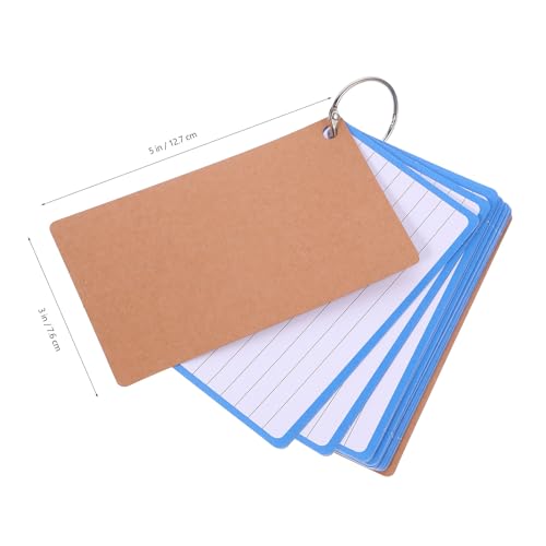 COHEALI Blue Lined Index Cards with Ring Binder 60 Thickened Flash Cards Per Book 2pcs for Study Writing and Office Organization
