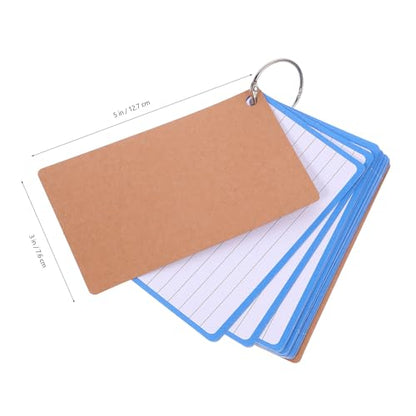 COHEALI Blue Lined Index Cards with Ring Binder 60 Thickened Flash Cards Per Book 2pcs for Study Writing and Office Organization