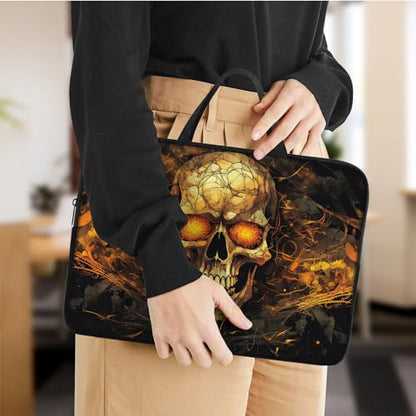 Laptop Sleeve Bag with Handle Computer Protective Soft Cover Case for 14 Inch 13 Inch Laptop,Golden Glowing Skull - color: Golden Glowing Skull
