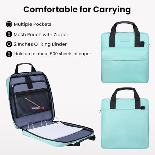 3 Ring Zipper Binder, Durable School Zip Binder, 2" 500 Sheets | Sturdy organizer with strap & pockets fits laptops. Internal pouch keeps daily tech gear easy to carry. - color: Blue