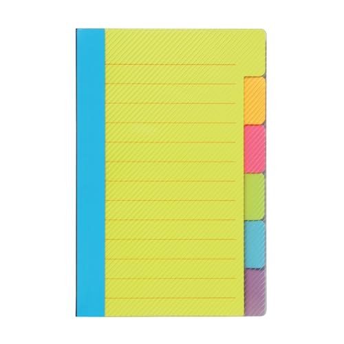 Redi-Tag Divider Sticky Notes, Tabbed Self-Stick Lined Note Pad, 60 Ruled Notes, 4 x 6 Inches, Assorted Neon Colors (29500) - size: 1 Pack