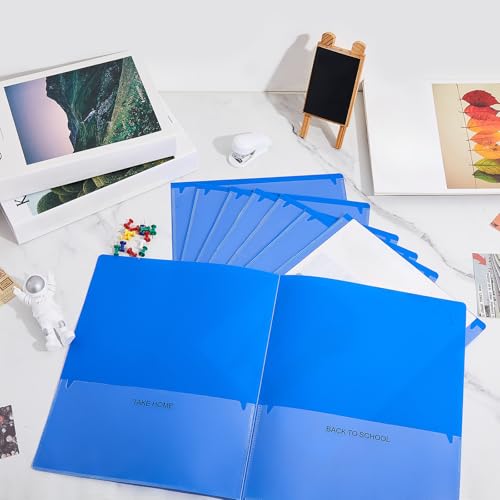 Henoyso 48 Pcs Plastic Take Home Folders with 2 Pockets Parent Teacher Classroom Communication Homework Folder for Students Parent Teacher Connector(Blue) - color: Blue