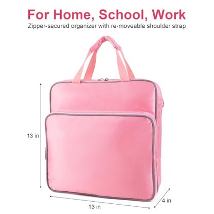 Zipper Binder with Multi Pockets, 500 Sheet Capacity, Pink - color: Pink