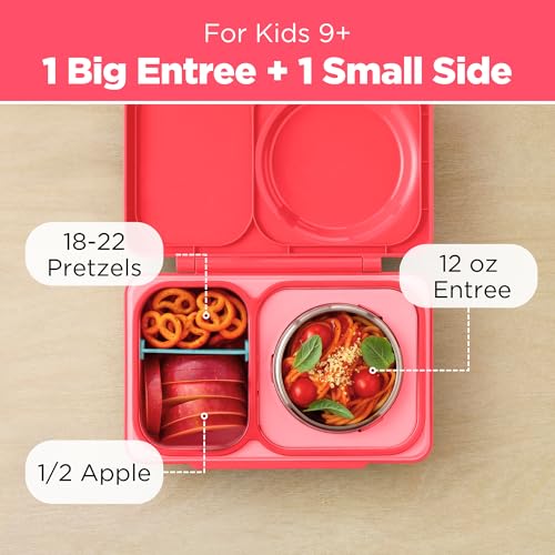 Omie OmieBox UP bento Box for Kids | Insulated Lunch Box | Leak Proof Vacuum Insulated Thermal Food jar | Cooler ice Pack | 2 Compartments (Cherry Pink) - color: Cherry Pink