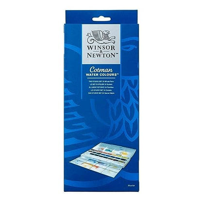 Winsor & Newton Cotman Watercolor Paint Set, Studio Set, 24 Whole Pans - style: 12 Tube Palette Set 8ml