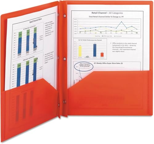 Smead Poly Two-Pocket Folder, Three-Hole Punch Prong Fasteners, Letter Size, Red, 6 Count (87727) - color: Red