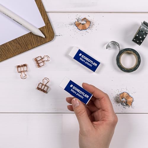 STAEDTLER Mars Plastic Vinyl Erasers (2-Pack), White Erasers for Clean & Precise Results - Latex-Free, Minimal Crumbling, Made in Germany - style: 2 Pack